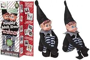 Hoolaroo Elves Behaving Badly - Paquete de 2 elfos adultos negros, diversión en la oficina, accesorio navideño de elfo