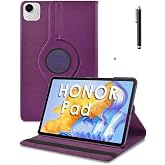 Nezih Case Huawei Honor Pad X9A 11.5 İn&ccedil; Uyumlu 360 D&ouml;nen Standlı Deri Kılıf, Ekran Koruyucu, Kalem, Mor