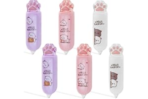 Geluode Paquete de 6 Cintas Correctoras en Forma de Pata de Gato, Bonita Cinta Correctora Retráctil, Bonitos Suministros Escolares de Gatos para Niños, Estudiantes, Oficina, Escuela(5 mm x 6 m)