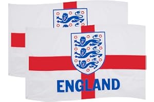 THE ENGLAND FOOTBALL ASSOCIATION England FA Official Football Gift 3 Lions 5x3ft 2 Pack Crest Body Flag