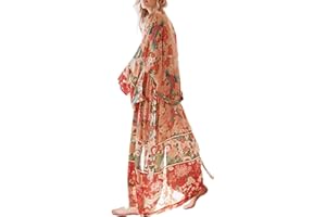 Tyidalin Kimono Cárdigans Mujer Playa Vestido Boho Estampado Largo Verano Gasa Talla Grande Bohemio Túnica Pareos