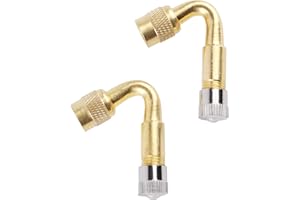 YIKAOMAI Ventilverlängerung Kupferventiladapter Winkelventilverlängerung Autoventil Reifenventilverlängerung Winkelventil für Auto Motorrad Fahrrad Scooter (45°-Winkel)