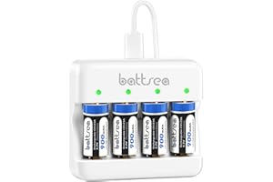 Battsea 900mAh 3.7V 123A / 123 Batteria al Litio Ricaricabile con Caricatore Rapido Compatible with Arlo Fotocamera VMC3030 VMK3200 VMS3230 VMS3330 VMS3430 Torce Microfono Rilevatore di Fumo Sveglia