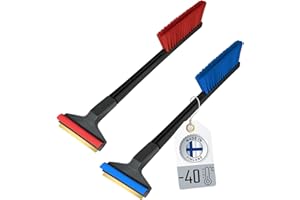 L & P CAR DESIGN Skrobaczka do Szyb Samochodowych Murska & Szczotka do śniegu – 2 w 1 - szybko i prosto - 2 szt skrobaczka mosiężna do lodu – praktyczny skrobak mróz lod miotłą sniegu - Finlandii (2x kolor losowy)