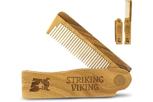 Striking Viking Fällbar Skäggkam Beard Comb i Sandelträ | Fällbar Skäggkam i Sandelträ för Skäggvård och Styling – Används To