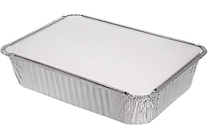 EURO CLASSIC Pack of 10, 2 Litre Rectangular Aluminum Container Pans with Lids ~ Foil Trays with Lids ~ Good for Baking, Cooking, Storing and Freezing ~ 18.cm x 24.5cm (7 inch x 9.6 inch)