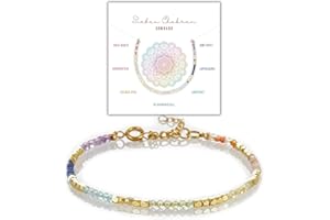 happymaker - Chakra Armband echte Steine - Perlenarmband Damen handgefertigt in Deutschland - Heilsteine Armband mit Initialen Anhänger - edle Geschenkverpackung