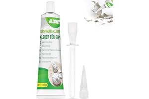 ALLONY Kleber für Gips, keramik kleber, Gipsfiguren Kleber, Kleben und Reparieren von Objekten aus Gieß- und Modelliermasse, Porzellan, Töpferware und Zement - Hochfest 100ml