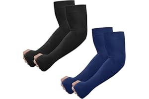 Newbyinn Arm Sleeves with Thumb Hole for Men Women Youth, UV Sun Protection, Tattoo Cover Up, UPF 50, Cooling, Compression - 2 & 4 Pairs
