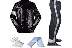 SHUANGHAO MJ Cosplay Kid Disfraz de Cosplay para Adultos 4pcs MJ Billie Jeans Jacket + Pant + Socks + Guante (W: 78-95kg H:175-190cm)