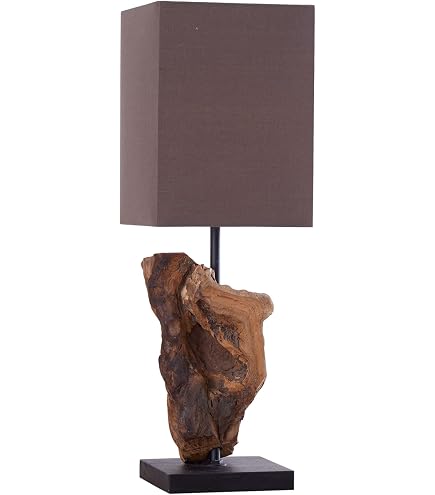 Lampe De Table En Bois Flotté AquaOne Milan 50cm - Style Naturel Et Rustique - E27 Incluse