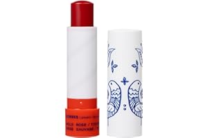 KORRES Wild Rose Nourishing Lip Balm, colorato di rosso, cura delle labbra con olio di iperico, vegano e dermatologicamente testato, 4 g