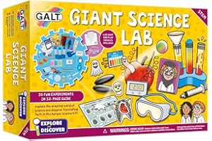 Galt Giant Science Lab - Explore and Discover XL Science Kit for Kids, Childrens Craft Set, Guide Book and Lab Coat - 30 Fun STEM Science Experiments - Chemistry, Biology and Physics - For Ages 6 Plus