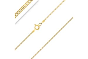 PLANETYS - Catenina per Bambini Argento Sterling 925 Placcato Oro 18K Modello Barbazzale (Grumetta) Diamantate Larghezza 1.2 mm Lunghezza: 32-34-36-38-40 cm