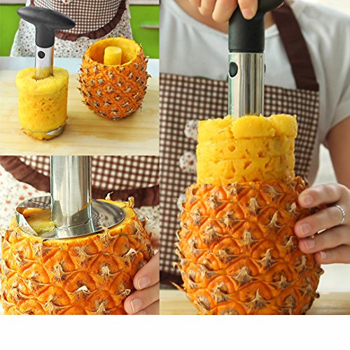Yooky Edelstahl Ananasschäler, Frucht-Ananas-Messer-Schneid Cutter + wedger Gerät - 4