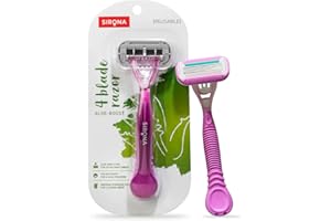 Sirona 4 Blade Reusable Hair Removal Razor for Women - 1 Pcs | with Aloe Boost for Smooth Arms, Legs, Underarms & Bikini Line