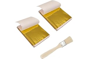 YITULOU 200 Sheets Gold Leaf Sheets, Gold Leaf Edible for Cakes 8.5 * 8.5cm with Brush for Nail Art & DIY Projects or Home Wall Decoration