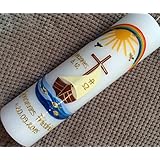 Taufkerze mit Boot / Arche - inkl. Beschriftung von Babyprince - handgearbeitete Wachsverzierungen - !!! keine Folie !!!