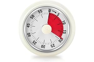 Teeloray Visueller Timer, Eieruhr, 60-Minuten Countdown Timer für Kinder und Erwachsene, Mechanisch Küchentimer, Eieruhr Kühlschrank mit Magnetfuß, Klingelarm, für Studie Kochen,Weiß