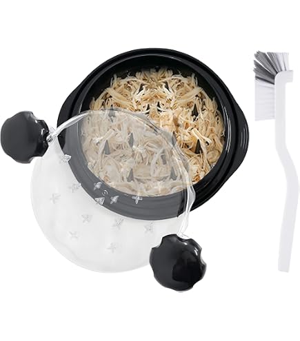 Asphodelia Déchiqueteuse de poulet, viande et poulet avec couvercle visible, poignée ergonomique, antidérapante pour déchiquetage de poitrine de poulet, porc, bœuf avec brosse, fourchette, pince Asphodelia Déchiqueteuse de poulet, viande et poulet avec couvercle visible, poignée ergonomique, antidérapante pour déchiquetage de poitrine de poulet, porc, bœuf avec brosse, fourchette, pince