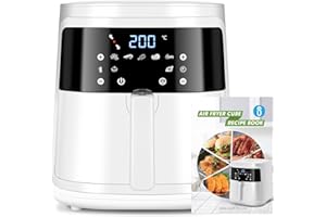 Aigostar White Cube - Air Fryer 7L 1900W, Friteuse sans huile 5 en 1, 7 fonctions prédéfinies avec écran LED, Panier antiadhé