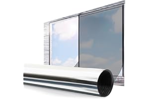 Warmiehomy Window Film Privacy One Way,50x200cm Mirror Reflective Sun Blocker UV Blocking Window Tint Film,Non-Adhesive Heat Control Anti Glare Glass Window Films for Home and Office,Silver