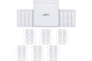 iStim 48 Elettrodi TENS autoadesivi 5x5 cm, Bianchi – Super Morbidi e Riutilizzabili, Compatibili con Dispositivi TENS/EMS, Connettore da 2 mm – Ideali per Terapia del Dolore e Stimolazione Muscolare