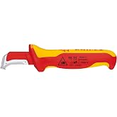 KNIPEX Wire stripper knife with sliding guide insulated with multi-component sheaths, according to VDE standard 180 mm, 98 55