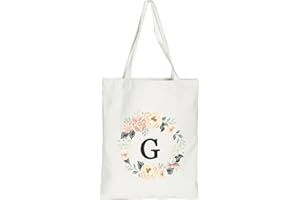 DWDC Borsa tote in tela, borsa regalo personalizzata con 26 lettere dalla A alla Z, borsa per la spesa ecologica riutilizzabile, borsa regalo, adatta per matrimoni, compleanni, eventi, feste