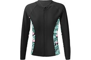 Nyeemya Girl's Long Sleeve Top Child's Rash Guard Shirts Vest UPF 50+ Quick Dry Swimsuit Summer Beach Coat