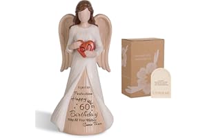 Storieme 60th Birthday Gifts for Women: Unusual Birthday Gift for 60 Year Old Woman Her Mum Sister Ladies Angel Figurine Decorations (7.5"/19cm)