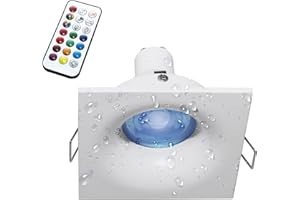 Planetitaly Faretto LED cromoterapia IP65 lampada GU10 6W 230V incasso 7cm RGB luce multicolore box doccia sauna (Quadrato, RGBW+3000K)