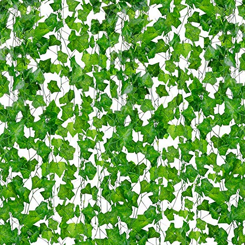 DazSpirit Plantas Hiedra Artificial, 84 Ft-12 Pack Planta De Hiedra Artificial Garland Plants Vine Colgando Follaje Hojas Verdes Flores para El Hogar Jardín Decoración De La Pared De La Casa Boda