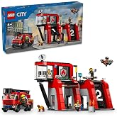 LEGO Cirt İtfaiye Kamyonlu İtfaiye Merkezi 60414 | 6 Yaş ve &Uuml;zeri Kız ve Erkek &Ccedil;ocukları i&ccedil;in 5 Minifig&uuml;r ve 1 K&ouml;pek Fig&uuml;r&uuml; İ