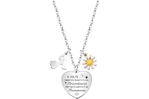 Hcvone Collana Iniziale Collana Margherita da Donne Ragazze Collana Lettera Collana Amicizia Sorelle Promemoria Regali Compleanno Motivazionali Regali Colore Argento Collana Gioielli
