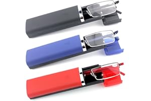 ‎MMOWW MMOWW 3er-Pack Lesebrille Damen und Herren Tragbare Ultraleichtem TR90 Lesehilfe Halbrand Metallbrille mit Brillenetui (schwarz+blau+rot, +1,0)