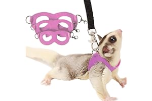 MEOW&WOOF Sugar Glider Harness and Leash Set for Small Animal Training Walking Vest for Squirrel Hamster Rat Pink 3 Pieces