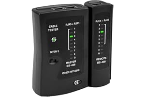 SOLRYN Testeur de Câble Réseau RJ45 RJ11, Testeur Professionnel pour LAN, Câbles Ethernet, CAT3, CAT5, CAT6, Détecteur de Câblage avec, Vérification de Continuïté, Court-circuit et Polarité, Noir