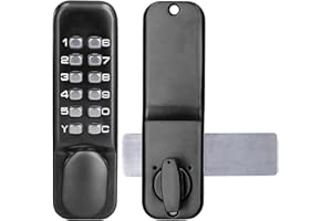 BIGKING Digital Door Lock, Mechanical Combination Lock, Chrome Latch Keyless Entry, Anti Theft Codes Deadbolt Lock for Bidirectional Gate Glass Door