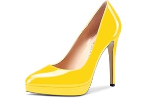 Aachcol Mujer Plataforma Aguja Alto High Heel Pumps Cerrado el Dedo del pie Puntiaguada Punta Slip-on Zapatos de Boda Oficina Fiesta Dress Clásico 12 CM