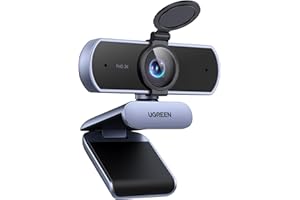 UGREEN Webcam 2K, USB A Webcam mit Mikrofo, Kamera PC, Fixfokus, 80°Sichtfeld, Kamera mit Privacy Cover, Automatische Lichtkorrektur, Stereo-Sound, Plug & Play, PC Camera für Windows/MacOS/Zoom/Skype