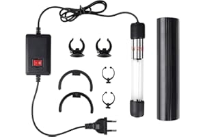 SWAWIS 7W UV Aquarium Stérilisateur Lampe, 220V UV Stérilisateur pour Aquarium avec Ventouse et Bouclier Lumineux, pour Stérilisation sous l'eau Élimination Algues Désodorisation