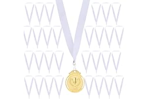 GeeRic 30 Piezas Cinta de Cuello para Medallas,Cintas para Medallas Cordones Medallas Rayas Cintas para Competiciones Reuniones Deportivas Fiesta（Blanco）