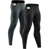 Niksa 2 Pieces Men's Running Leggings Sports Long Compression Pants
