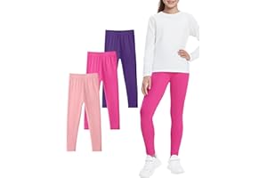 Auranso 3er Pack Leggings Mädchen Kinder Baumwolle Schwarz Leggings Lang Hosen Sport Pants 104 110 116 128 146 152 158