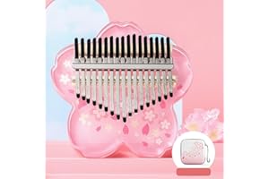 JAYRUIT Decorate Your Living Space with Elegant Sakura Shape Kalimba, Perfect Addition to Home and Office(17 String Flower Style)