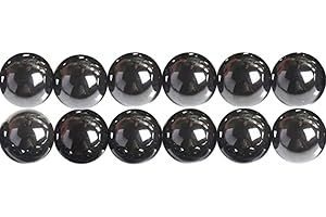 SKYBEADS Perles en Hématite Naturelles pour Creation de Bijoux Rondes 6mm Longueur 38-40cm Environ 60 Pcs