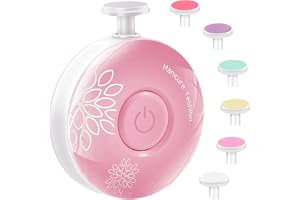 Blendura Elektrisk babynagelfil, 6-i-1 manikyrkit, rosa, lågt ljud, barnsäkerhet, batteridriven