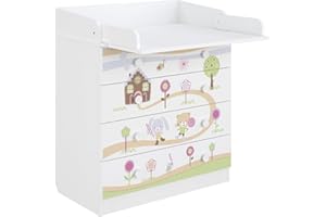 Shefa Kids 800 White Gingerbread House 4-Drawer Baby Changing Table with Drawers – Baby Changing Unit & Diaper Changing Station, Convertible Changing Table Unit, Nursery Furniture