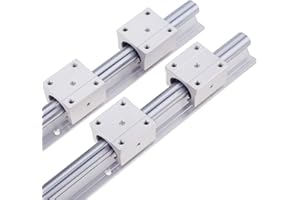 ORGRY 2 set SBR16 Linearschienenführung 400 MM SBR16UU mit Schieber,2 Pcs Metall Linearschienen Gleitschiene Welle+4Pcs SBR16UU Linearwagen Block für Werkzeugmaschine, Ordner,Schweißmaschine usw.